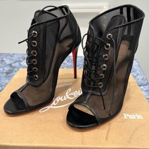 Christian Louboutin mesh lace up booties 36.5 black